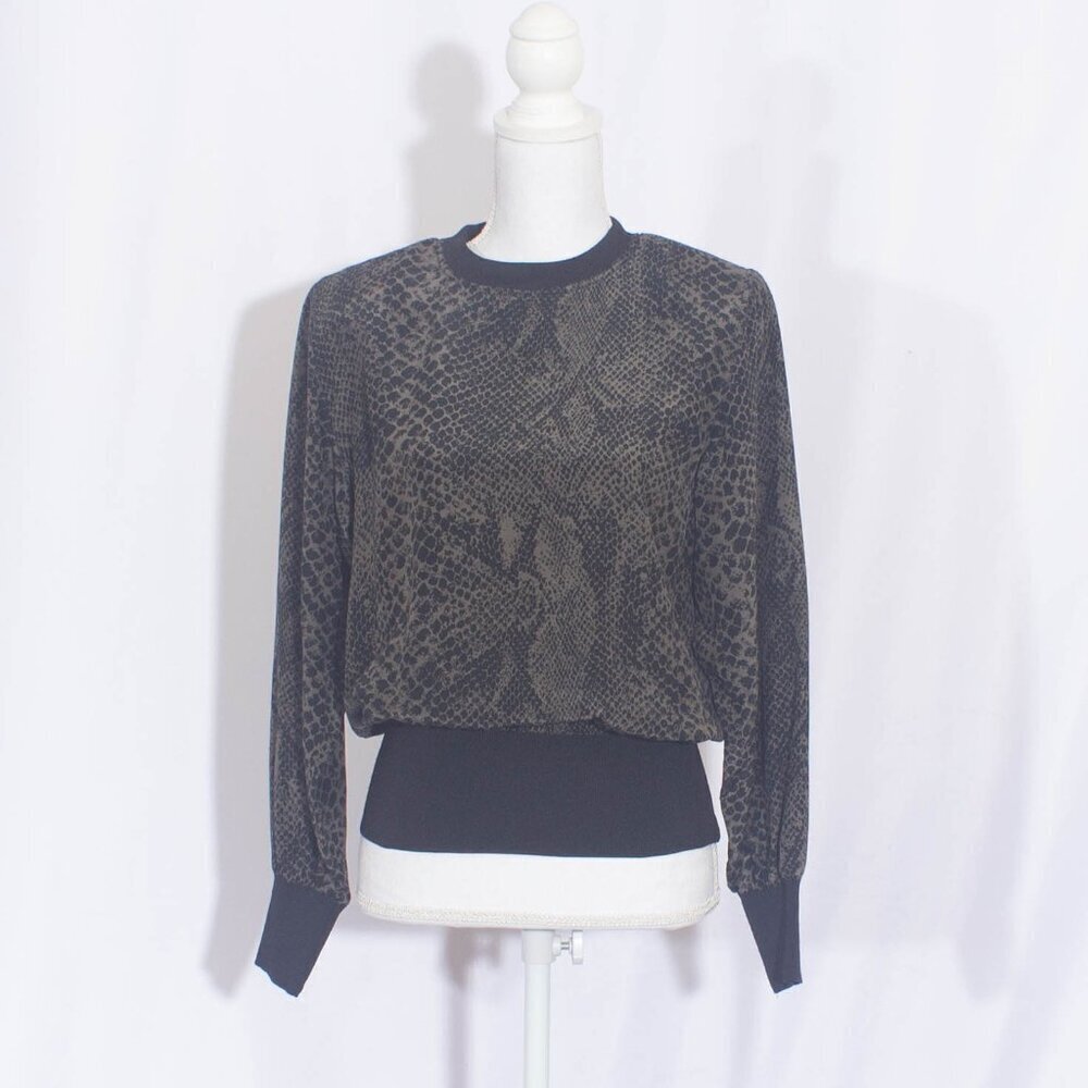 OLEG CASSINI 100% Silk Snakeskin Print Blouse Size 8